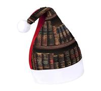Library Shelves Victorian Old Literary Book Funny Sequin Santa Hat Plush Christmas Hats Party Headwear for Holiday New Year