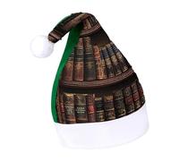 Library Shelves Victorian Old Literary Book Funny Sequin Santa Hat Plush Christmas Hats Party Headwear for Holiday New Year