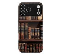 Library Shelves Victorian Old Literary Book Glass Back Mobile Phone Basic Cases Compatible with iPhone 17/17 Air/17 Pro/17 Pro Max Anti-Scratch Covers