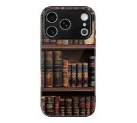 Library Shelves Victorian Old Literary Book Glass Back Mobile Phone Basic Cases Compatible with iPhone 17/17 Air/17 Pro/17 Pro Max Anti-Scratch Covers