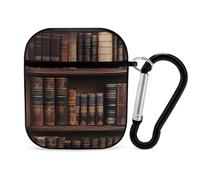 Library Shelves Victorian Old Literary Book Headphone & Earphone Cases Compatible with Airpod 1&2 Scratch-Resistant PC Protective Cover with Keychain Black-style