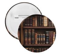 Library Shelves Victorian Old Literary Book Novelty Buttons & Pins Lightweight Tinplate Lapel Badges Brooches Jewelry Gifts