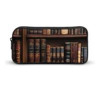 Library Shelves Victorian Old Literary Book Pencil Case Large Capacity Pen Pouch Office Supplies Organizer Portable Makeup Bag for Travel