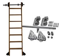 Library Sliding Ladder Hardware Kit, 1m to 6m Steel Round Tube Moving Rails (without Ladder), Rolling Ladder Hardware with Floor Wheels (Size :