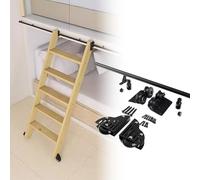 Library Sliding Ladder Hardware Kit, 3.3ft-24ft Rolling Library Ladder Rails Black Steel Mobile Ladder Tracks Rail with Brake Floor Wheel - No Ladder, Full Set Track Kit Ladder(10ft/300cm Tr