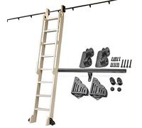 Library Sliding Ladder Hardware Kit, Rolling Ladder Hardware, 1m to 6m Steel Round Tube Moving Rails (without Ladder), with Floor Wheels (Size: