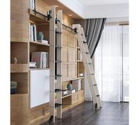 Library Sliding Track Kit, Rolling Ladder System with Floor Roller and Brake, Indoor/Loft Library Hardware Set, Easy Installation (No Ladder Included)
