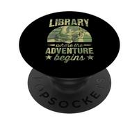 Library Where The Adventure Begins Book Lover PopSockets Adhesive PopGrip