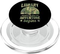 Library Where The Adventure Begins Book Lover PopSockets PopGrip for MagSafe