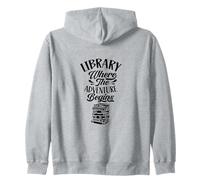 Library Where The Adventure Begins Books Lover Librarian Zip Hoodie