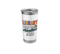 Library Where The Adventures Begin, Librarian Book Lover Stainless Steel Insulated Tumbler