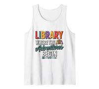 Library Where The Adventures Begin, Librarian Book Lover Tank Top