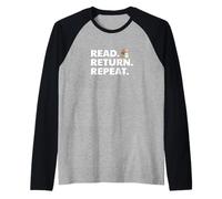 Library Worker Book Librarian Funny Read Return Repeat Raglan Baseball Tee