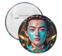 Libra's Interesting Face Badge Metal Round Pins, Lightweight Brooch for Backpack, Fashion Button Pins Badge for Shirts, Jackets, Shawl Coat, Unisex, 20PCS, Tinplate, metal round pins