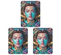 Libra's Interesting Face Car Air Freshener, 3 Pcs Square Hanging Air Freshener Cards, Long Lasting Fragrance Scented Cards for Car, Home, Office Black-style