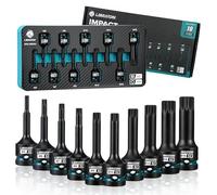 LIBRATON 10PCS Impact XZN Triple Square Spline Bit Socket Set, 1/2" Dr, S2 Steel, 12 Point High Torque Sockets (Metric M5-M18) for Professional Mechanics & Automotive Repair (XPE Storage Case)