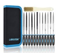 LIBRATON Needle Files Set 13PCS with 6 Steel File, 6 Diamond File Set, Cleaning Brush & Carrying Case for Wood and Metal Work DIY Metal File