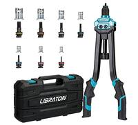 LIBRATON 16" Rivet Nut Tool, Rivet Nut Gun, Hand Rivet Nut Setter | M3-M12, with 70PCS Rivet Nuts, 7PCS Metric Interchangeable Mandrels and Carrying Case, Easy Replace