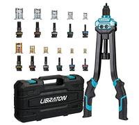 LIBRATON 16" Rivet Nut Tool, Rivet Nut Gun, Hand Rivet Nut Setter with 110PCS Rivet Nuts, 11PCS Metric & SAE Interchangeable Mandrels and Carrying Case, Easy Replace