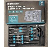 LIBRATON 17PCS Impact Socket Adapter Set, 1/4 3/8 1/2 Square Drive Socket Adapter, Drill Bit Extension, Swivel Joint, Quick Release Bit Holder, Right Angle Drill Attachment for Impact Driver Drill