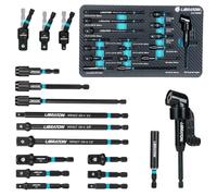 LIBRATON 17PCS Impact Socket Adapter Set, 1/4 3/8 1/2 Square Socket Adapter | Drill Bit Extension, Swivel Joint, Quick Release Bit Holder, Right Angle Drill Attachment for Impact Driver Drill