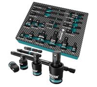 LIBRATON 20PCS Socket and Adapter Set, Impact Socket Adapters, Cr-V Reducers, Cr-Mo Universal Joints, Extension, XPE Foam, for Automotive Repair DIY Project