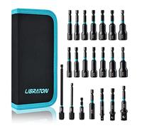 Libraton 21PCS Magnetic Nut Driver Set, Impact Drill Driver Bit Set 1/4", Metric and SAE Nut Driver, Impact Socket Adapters, Bit Holder, Quick-Release Extensions with Storage Bag