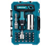 LIBRATON 24PCS Universal Socket & Ratchet T-Handle Screwdriver Set with Multi Bit Set, Magnetic Ratcheting Handle, Socket Adapter, with Storage Case, for DIY, Auto Repair