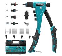 LIBRATON 2in1 Rivet Nut and Pop Rivet Gun Kit, One-Handed | with 4 Mandrels (M3-M6), 4 Nose Pieces (2.4-4.8mm), 40 Nuts & 200 Rivets, Adjustable Riveting Tool for DIY & Repair with Case