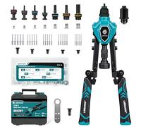 LIBRATON 2in1 Rivet Nut Tool and Rivet Gun Kit Folding, with 7 Mandrels ((M3-M12) & 5 Nose Pieces (2.4-6.4mm), Includes 70 Nuts & 200 Pop Rivets, Folding Heavy Duty Hand Tool for DIY & Repair