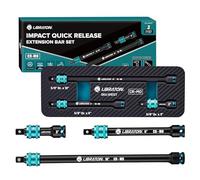 LIBRATON 3/8" Drive Locking Impact Extension Bar Set, 3", 6", 10" Socket Extension, Quick Release with Sliding Collar, Cr-Mo Steel, Black Phosphate Finish, Automotive Hand Tools with XPE Tray