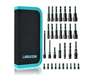 LIBRATON 31PCS Magnetic Nut Driver Set, Impact Drill Driver Bit Set 1/4"