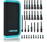 Libraton 31PCS Magnetic Nut Driver Set, Impact Drill Driver Bit Set 1/4", Metri