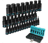 LIBRATON 32PCS Impact Hex Bit Socket Set, Metric & SAE, Allen Wrench Socket