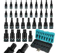 LIBRATON 34PCS Impact Torx Bit Socket Set, Security Torx Socket Set | 1/4", 3/8" & 1/2" Drive, T6-T70 & TT6-TT70, S2 Steel Impact Torx Socket Set with Storage Case, Mechanic Tool Set