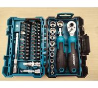 LIBRATON 37PCS 1/4" Drive Mini Socket & Ratchet Wrench Set with Bits, 4-13mm Shallow Sockets, Magnetic Driver Handle, Extension Bars & Universal Joint, with Storage Case for DIY, Auto Repair