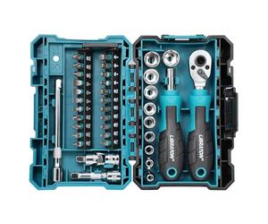 LIBRATON 37PCS 1/4" Drive Mini Socket & Ratchet Wrench Set with Bits, 4-13mm Shallow Sockets, Magnetic Driver Handle, Extension Bars & Universal Joint, with Storage Case for DIY, Auto Repair