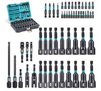 LIBRATON 54PCS Magnetic Nut Driver Set, Impact Drill Driver Bit 1/4", Metric & SAE Nut Drivers for Impact Drill, Socket Adapters, Screwdriver Bit, Quick-Release Extension, Wing Nut Driver, Storage Box