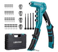 LIBRATON 9.5" Rivet Nut Tool, One-Handed Rivet Nut Gun, Hand Rivet Nut | M3, M4, M5, M6, with 40PCS Threaded Rivet Nuts, Metric Interchangeable Mandrels 4PCS, Carrying Case