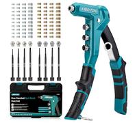 LIBRATON 9.5" Rivet Nut Tool, One-Handed Rivet Nut Gun, Hand Rivet Nut Tool Kit with 80PCS Threaded Rivet Nuts, 8PCS Interchangeable Mandrels, Metric M3-M6, SAE 6-32" to 1/4-20", with Carrying Case