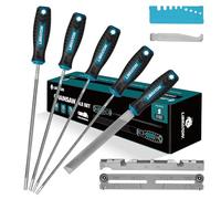 LIBRATON Chainsaw Sharpener Kit, 5/32", 3/16", 7/32" Chainsaw Files, Round Saw Chain File, 6" Flat File, Depth Gauge, Filing Guide, Check Gauge, Bar Groove Cleaner, Pouch, for Chainsaw Sharpening