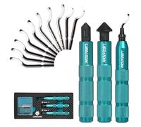 LIBRATON Deburring Tool, Countersink Hand Reamers, with 10 HSS Blades, 360 Degree Swivel Hand Debur Tool for Metal, Resin, PVC, Copper, Plastic, 3D Printing, Wood, Deburring & Chamfering Reamer Tool