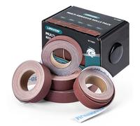 Libraton Emery Cloth Roll, 5 Rolls Abrasive Sandpaper, Aluminum Oxide Abrasive Paper Set, Boxed Assorted Sand Paper Rolls 150 240 320 400 600 Grits for Wood Turners (25mm*7.5m)