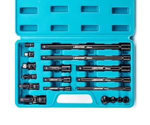 LIBRATON Extension Bars, 3/8 1/2 1/4 Set, Spanner, Socket Adapters, Universal Joints, Impact Coupler, Professional Socket Accessories, Cr-V