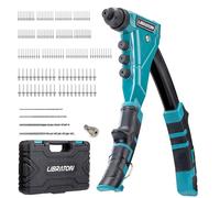 LIBRATON Heavy-Duty Rivet Gun, Pop Rivet Gun Kit, Professional Pop Riveter, Manual Riveter Gun with 160 Aluminum Rivets, Includes 4 Drill Bits, 4 Tool-Free Interchangeable Nozzles, Storage Case