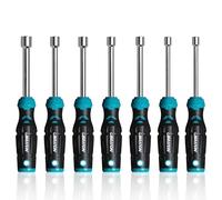 Libraton Hollow Nut Driver Set SAE, Magnetic Hex Nut Drivers, 3-inch Full-Hollow Shaft for Long Bolts, 7-Pieces Standard Sizes 3/16, 1/4, 5/16, 11/32, 3/8, 7/16, 1/2 Inch