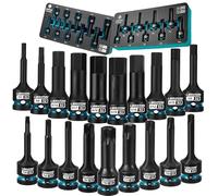 LIBRATON Impact HEX & TORX Bit Socket Set, 1/2" Dr, S2 Steel