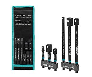 Libraton Impact Socket Adapter Set, 3" & 6", Drill Socket Driver Converter and Extension, Impact-Grade Hex Shank Adapter Kit with Storage Bag