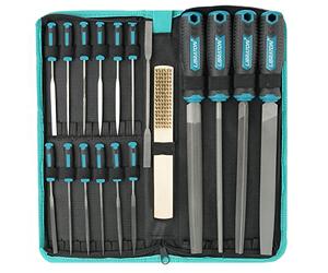 Libraton Metal File Set, Metal Files 31PCs, Metal Files for Steel, 12 Needle Files with Case, Riffler File, 12 Sandpapers, Steel Brush, File Sets for Wood and Metal, for Metalworking & Woodworking