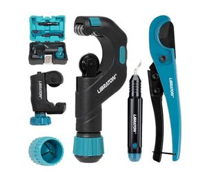 LIBRATON Pipe Cutter Tool 1/8"- 2", Heavy-Duty Copper Tube Cutters, PEX Pipe Cutter, Deburring Tool & Pipe Reamer, 5PCS Tube Cutting Set for Copper, Aluminum, PEX, PVC, with Blow Molded Case